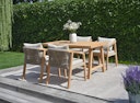 Vorschaubild Garden Pleasure Gartenmöbel Set BOGOTA, Tisch 150 x 85 + 4 Sessel, Akazie / Rope Hellgrau / Kissen 100 % Polyester Hellgrau