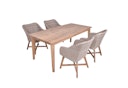 Vorschaubild Garden Pleasure Gartenmöbel Set VISALIA / OAKLAND, Tisch 180 x 90 + 4 Sessel, Akazie / Polyrattan Zimtbraun / Kissen 100 % Polyester Taupe