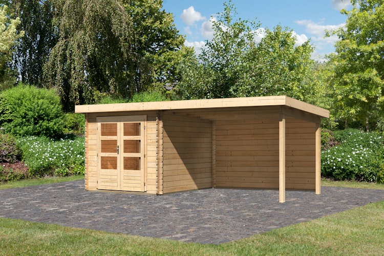 Karibu Woodfeeling Gartenhaus Bastrup 4 naturbelassen - 28 mm