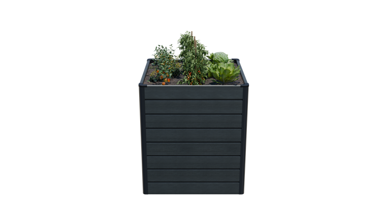 GroJa Solid Rhombus Stecksystem Hochbeet Cube 70 x 70 x 79 cm  Steingrau co-extrudiert