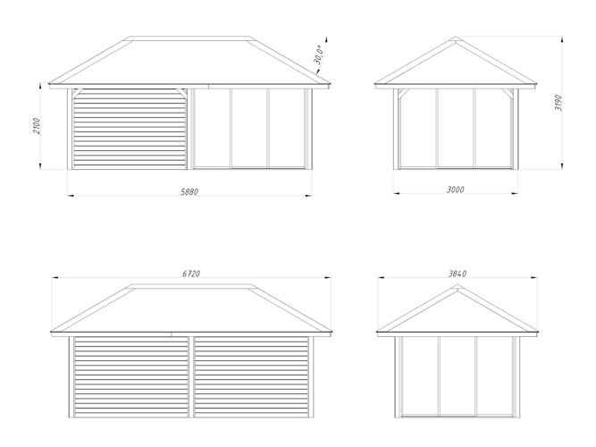 Palmako Pavillon Bianca 16,6 m² Set 206 Slide - 28 mm