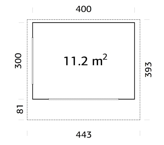 PRE:GA Gartenhaus Kandel Leimholz mit Schiebetüren 400 x 300 cm