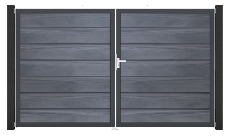 GroJa Solid Grande Premium Tor 2-flügelig 3000 x 1800 mm, Alu-Rahmen Anthrazit DB 703
