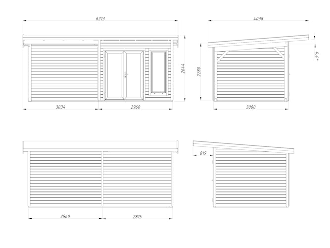 Palmako Gartenhaus Aurelia 8,4 + 7,9 m² - 44 mm