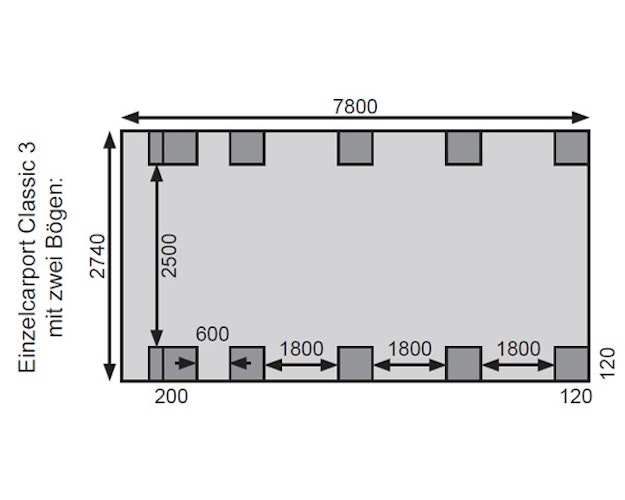 Karibu Carport Einzelcarport Classic Einzel 3 - kesseldruckimprägniert