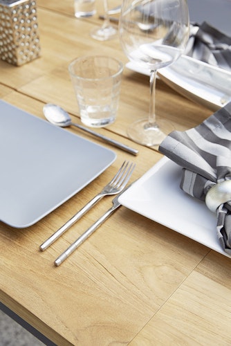 Diamond Garden Ausziehtisch PORTO, Edelstahl Dunkelgrau / Recycled Teak