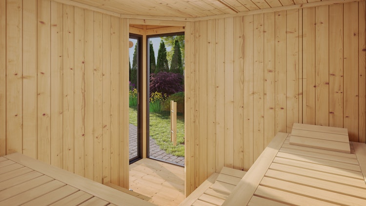Weka Design-Saunahaus 412 inkl. Elementsauna 44/68 mm