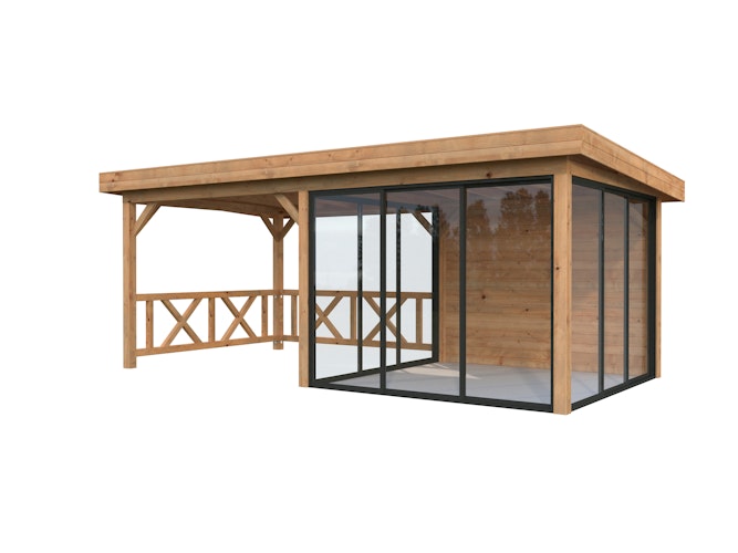 Palmako Gartenhaus Connect Lenna 16,6 m² Set 704 Slide Plus mit Isolierglas-Schiebetüren - 28 mm