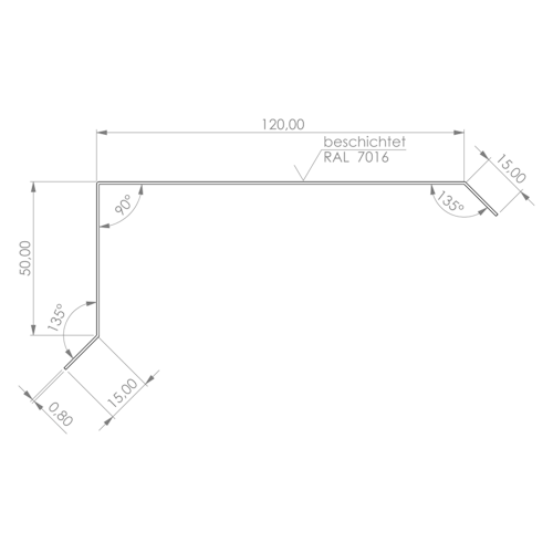 Giebel/Ortgang-Abdeckung für Satteldach-Gartenhäuser anthrazit (1 Stück)