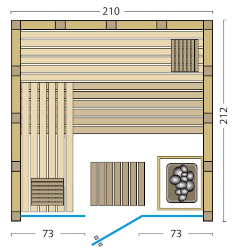 Infraworld Solido Glas 212 - 40 mm Massivholzsauna inkl. 5-teiligem gratis Zubehörset