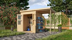 Karibu Eco Gartenhaus Merseburg 2 inkl. Anbaudach - Sparset inkl. gratis Fenster im Wert von bis zu 59,99 €