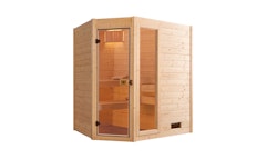 Weka Sauna Valida Eck 1 mit Glastür/Fenster- Massivholzsauna 38 mm-7,5 kW Saunaofen OS inkl. Steuerung