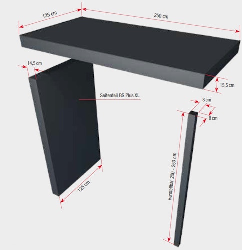 Gutta Rechteckvordach BS Plus XL 250 Sondermaß mit Pfosten, Seitenteil & Briefkasten (neues Modell)