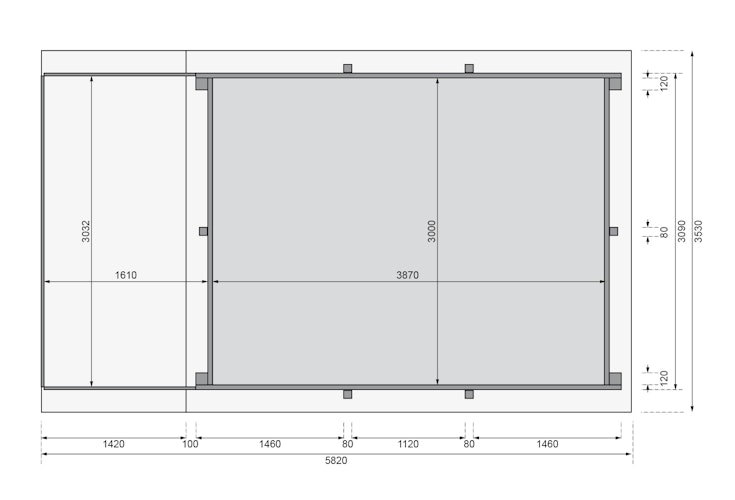 Karibu Rechteck Pool Gr. 2 - 350 x 440 cm - kesseldruckimprägniert Sparset mit Filteranlage 