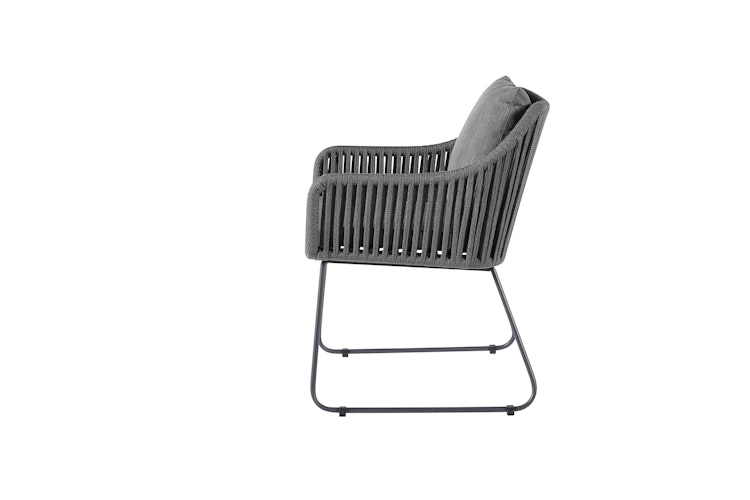 B-Ware Diamond Garden Stuhl KRETA, Edelstahl Dunkelgrau / Rope Dunkelgrau / Kissen Sunproof (100 % Polypropylen) Dunkelgrau