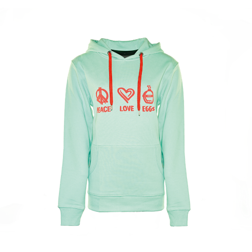 Big Green Egg Hoodie - Peace-love-Eggs - Mint/Coral
