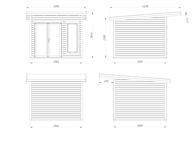 Palmako Gartenhaus Aurelia 8,4 m² - 44 mm