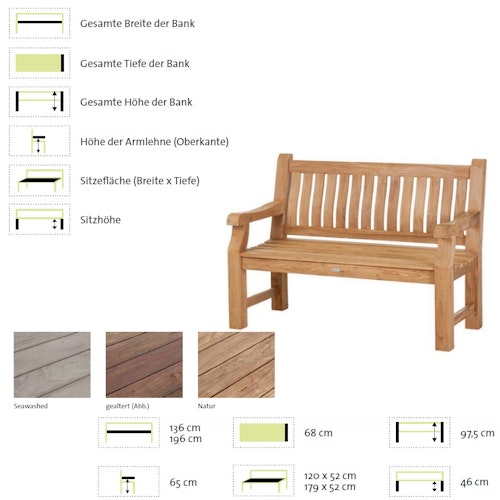 Diamond Garden 2 Sitzer Landhausbank CHATEAU, Recycled Teak