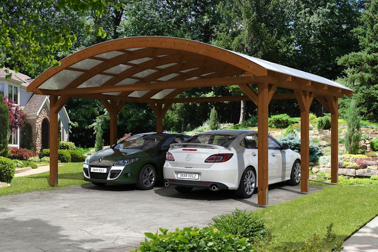 Skan Holz Franken - Bogendach Doppelcarport aus Leimholz Breite 635 cm