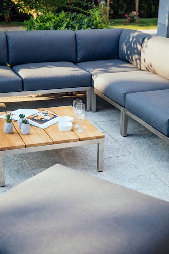 Diamond Garden Lounge Eckmodul GOMERA Sun & Rain, Edelstahl / Tuvatextil (100 % Polyacryl) Schwarz/Silber