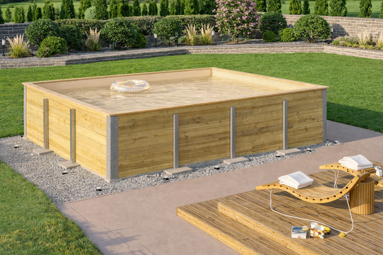 Weka Massivholzpool Siargao Gr. 2 - 45 mm - 416 x 540 cm