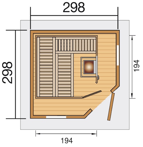 Weka Blockbohlen Saunahaus Kurikka inkl. Elementsauna 28/68 mm