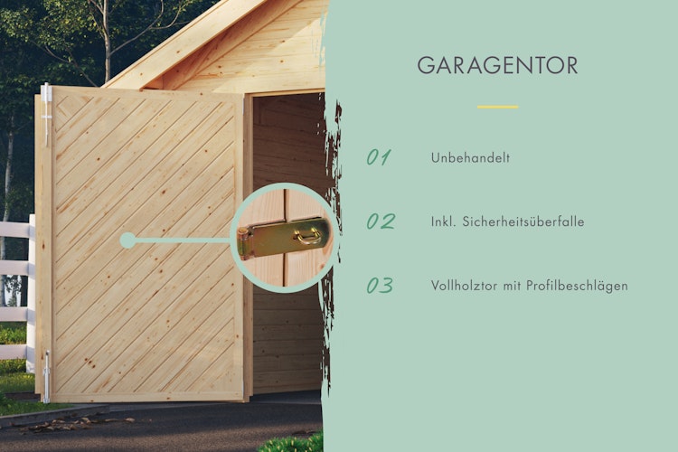 Karibu Garage Blockhausgarage 28 mm natur