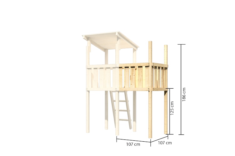 Akubi Kinderspielturm Ritterburg Löwenherz inkl. Wellenrutsche, Doppelschaukelanbau, Anbauplattform und Netzrampe