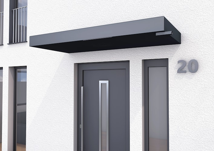 Gutta Rechteckvordach BS Plus 300 Sonderfarbe und Sondermaß inkl. Wasserspeier (neues Modell)