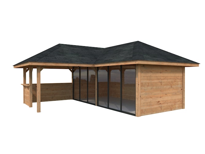Palmako Pavillon Bianca 24,9 m² Set 522 Slide Plus mit Isolierglas-Schiebetüren