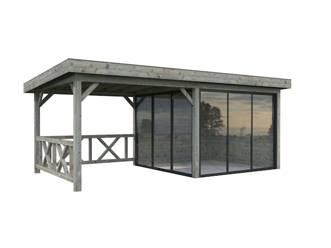 Palmako Gartenhaus Connect Lenna 16,6 m² Set 703 Slide Plus mit Isolierglas-Schiebetüren - 28 mm