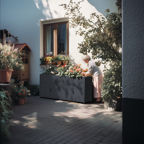 KGT Hochbeet UrbanGrow M-Space inkl. Stauraum - B 101 x T 51 x H 86 cm