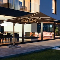 doppler Pendelschirm ALU WOOD 400 x 300 LED, Aluminium Esche-Optik / 100 % Polyester 180 g/m²