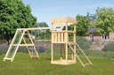 Vorschaubild Akubi Kinderspielturm Ritterburg Löwenherz inkl. Doppelschaukelanbau mit Klettergerüst und Netzrampe