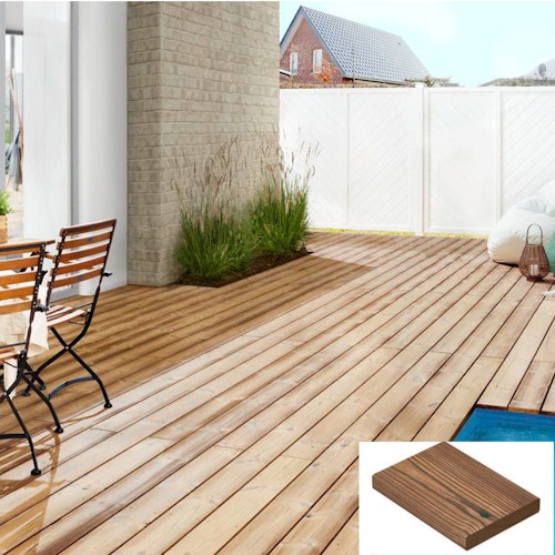 OSMO Terrassendiele Thermoholz Kiefer-geriffelt/glatt für SenoFix Befestigung 25 x 140 mm