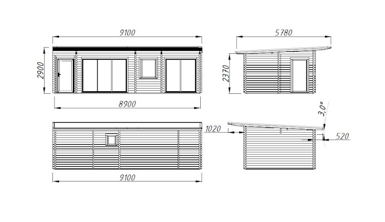 Palmako Ferienhaus Cecilia 32,0 m² Slide Plus - 70 mm