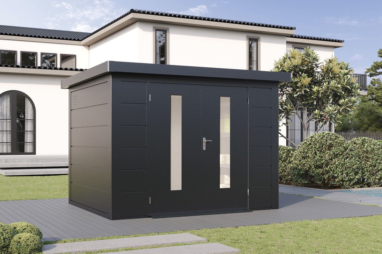 Wolff Finnhaus Premium Metall Gartenhaus Eirik 3024 Anthrazit (Modell 2026)