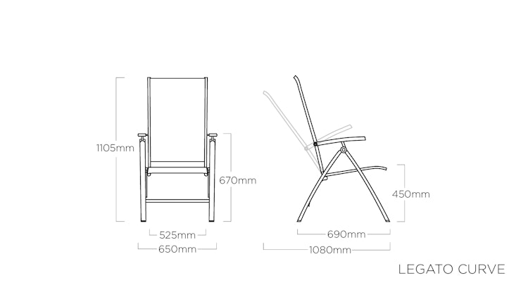 Kettler Multipositionssessel LEGATO CURVE, Aluminium Anthrazit / Outdoorgewebe Anthrazit