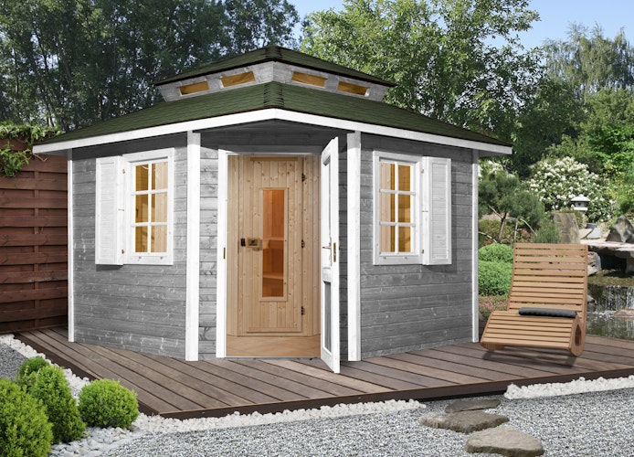 Weka Blockbohlen Saunahaus Kurikka inkl. Elementsauna 28/68 mm