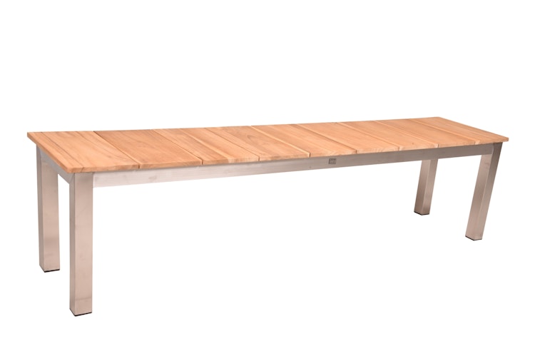 Garden Pleasure Gartenmöbel Set DALLAS 01, Tisch 200 x 90 + 2 Bänke, Edelstahl / Teak