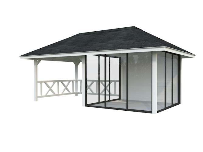 Palmako Pavillon Bianca 16,6 m² Set 504 Slide Plus mit Isolierglas-Schiebetüren
