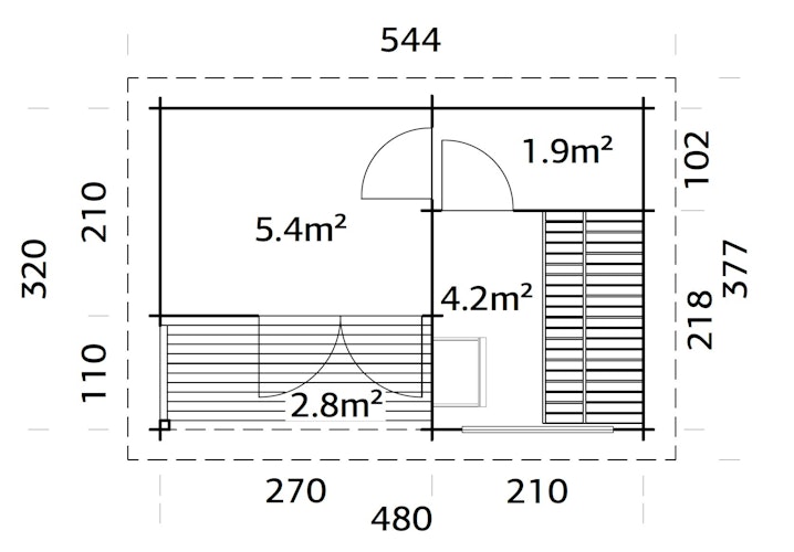 Palmako Gartensauna Sanna 11,5 m³ - 44 mm