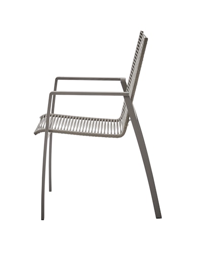 Diamond Garden Stapelstuhl VALENCIA, Edelstahl Dunkelgrau / Rope Grau / Alu-Armlehnen