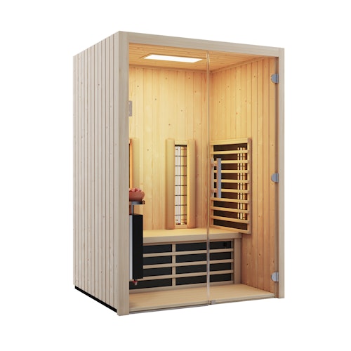 Infraworld Infrarotkabine TrioSol Glas 145 Fichte RG inkl. 5-teiligem gratis Zubehörset