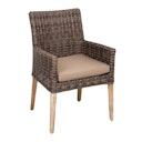 Vorschaubild Garden Pleasure Gartenmöbel Set FREMONT / NORVELL, Tisch Ø 110 + 4 Sessel, Akazie / Polyrattan Pfefferbraun / Kissen 100 % Polyester Taupe