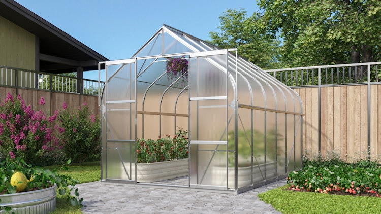 Vitavia Gewächshaus Dione/Diana 9900 inkl. 4 Dachfenster und Stahlfundamentrahmen - 9,9 m²