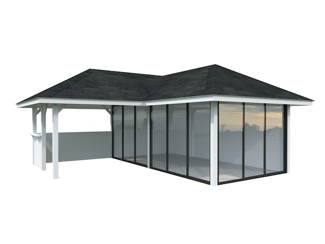 Palmako Pavillon Bianca 24,9 m² Set 523 Slide Plus mit Isolierglas-Schiebetüren