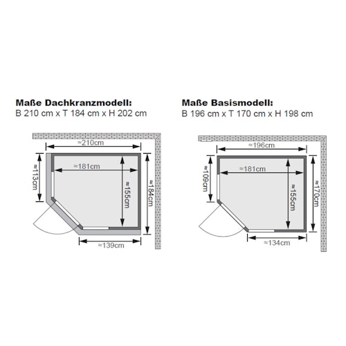 Karibu Amelia 1 - Sauna mit Eckeinstieg 68 mm inkl. gratis Sauna-Zubehörset im Wert von 234,94 €