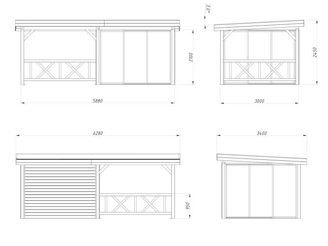 Palmako Gartenhaus Connect Lenna 16,6 m² Set 404 Slide