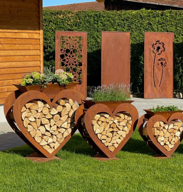 Badeko Herz-Holzregal in Edelrostoptik